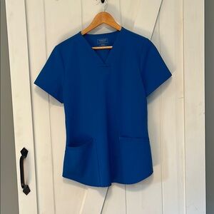 Cherokee Blue Fitted Short Sleeve Scrun Top